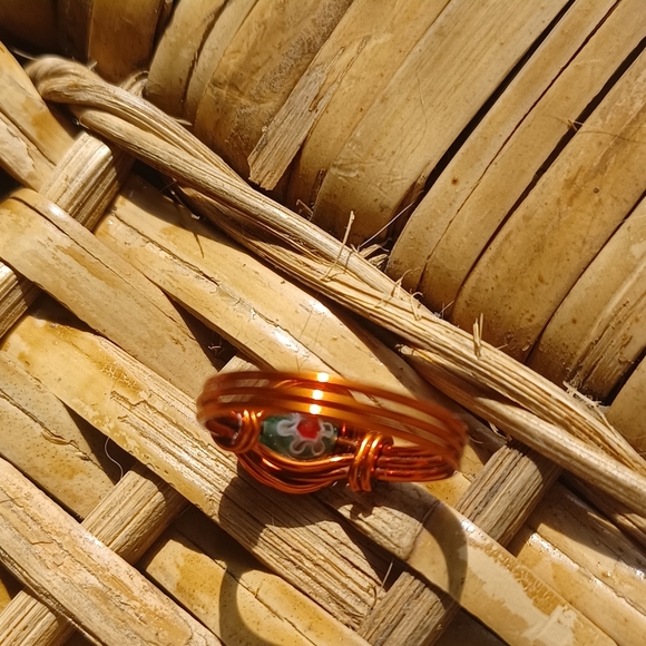 Millefiori Glass Handmade Ring Size 7 - Picture 3 of 5